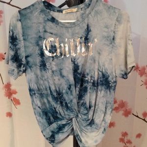 Tie dye crop top with knot in front